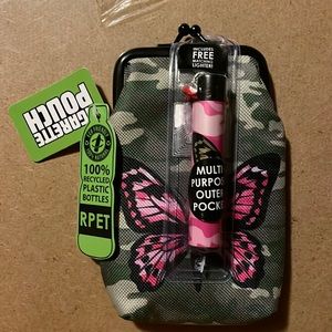 RPET 100% Recycled Plastic Camo Pink Butterfly Cigarette Pouch with Lighter